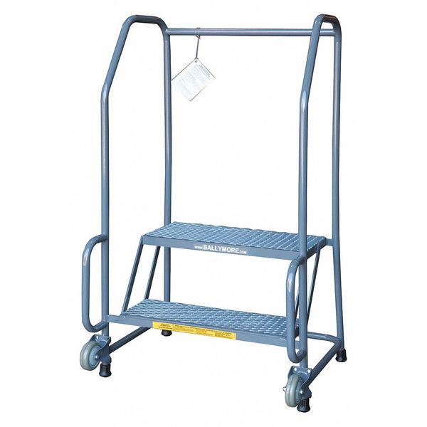 49 in H Steel Tilt and Roll Ladder, 2 Steps, 450 lb Load Capacity