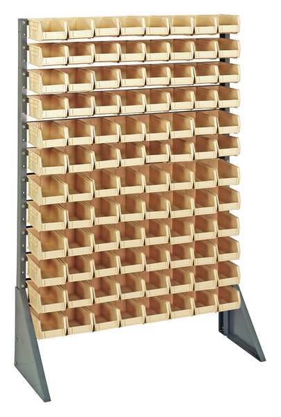 Steel Bin Rail Floor Rack, 15 in W x 36 in D x 54 in H, Ivory