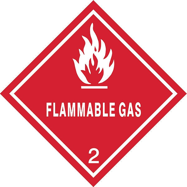 DOT Label, 4 In. H, Flammable Gas, PK250