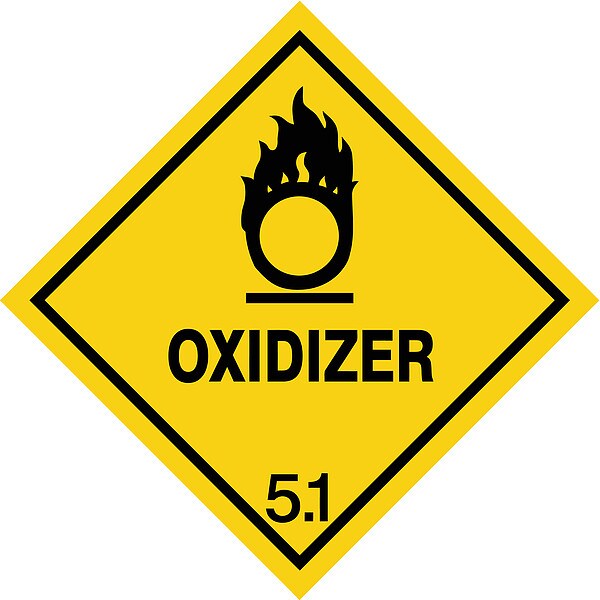 DOT Label, Oxidizer, 4 In. W, 4 In. H, PK500
