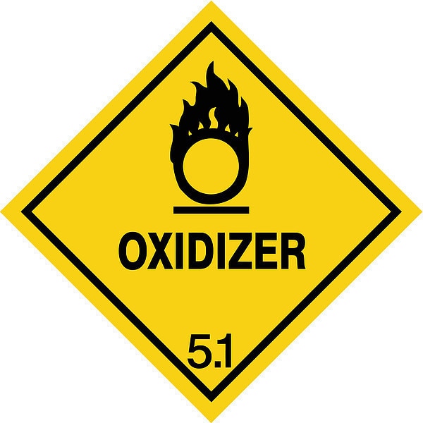 Oxidizer DOT Label, Class 5, Black/Yellow, Pk100