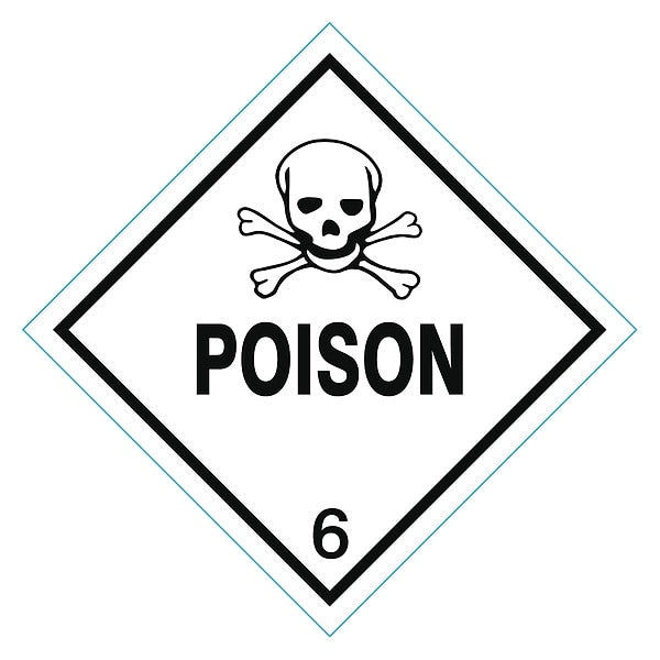 DOT Label, 4 In. H, 4 In. W, Poison, PK500