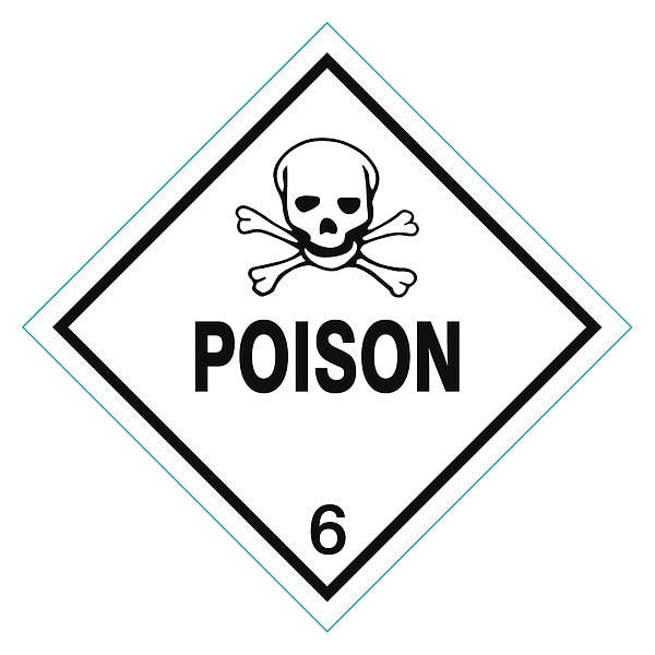 DOT Label, 4 In. H, 4 In. W, Poison, PK250
