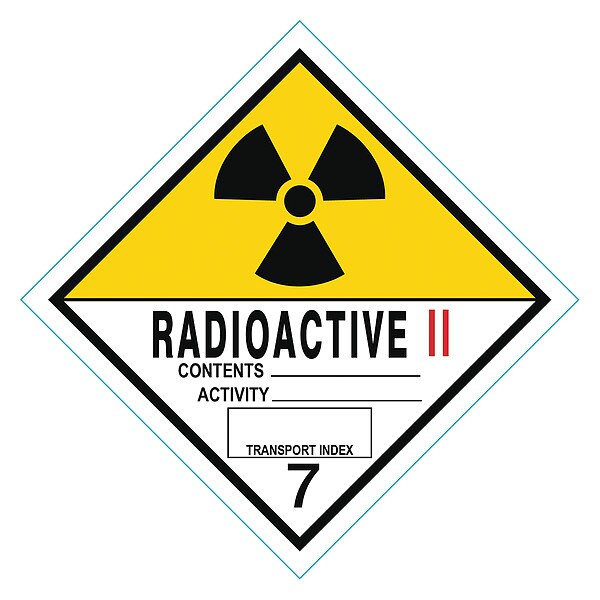 DOT Label Radioactive II Black, Red/White, Yellow, Pk250