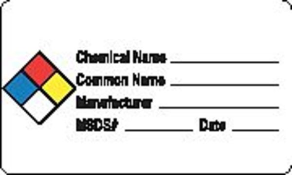 Hazard Chemical Label, Roll, PK250