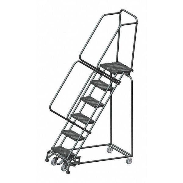 93 in H Steel Lockstep Rolling Ladder, 6 Steps, 450 lb Load Capacity