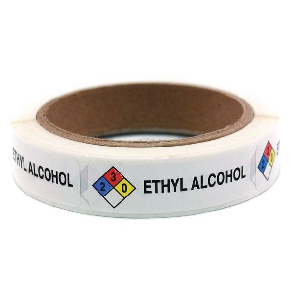 Ethyl Alcohol Labels, Roll, PK250