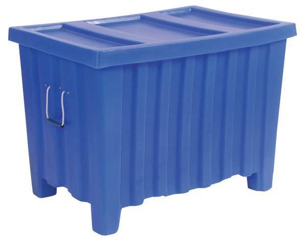 Blue Ribbed Wall Container, Plastic, 14 cu ft Volume Capacity