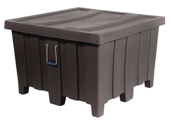 Black Bulk Container, Plastic, 23 cu ft Volume Capacity