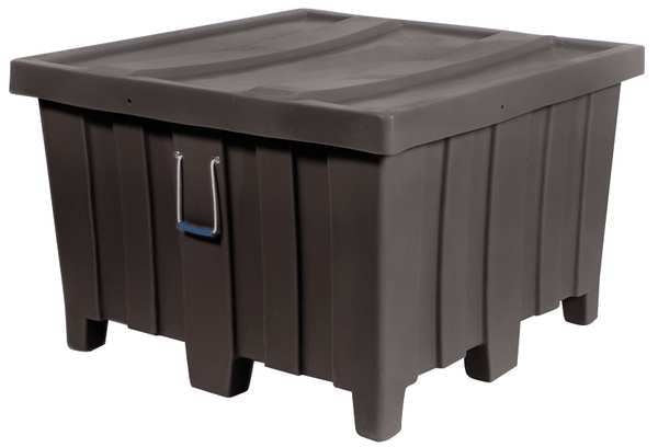 Black Bulk Container, Plastic, 23 cu ft Volume Capacity