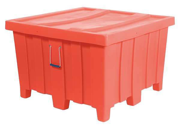 Orange Bulk Container, Plastic, 23 cu ft Volume Capacity