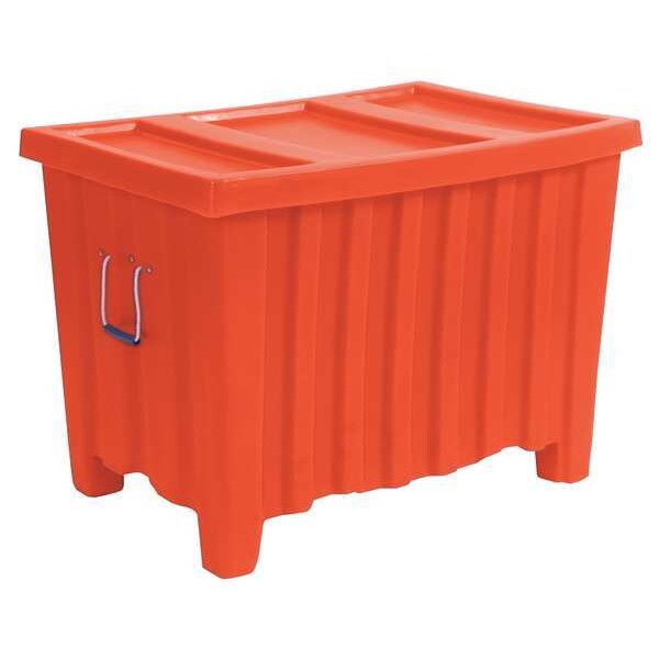 Orange Bulk Container, Plastic, 23 cu ft Volume Capacity