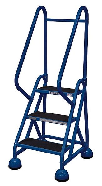 57 in H Steel Rolling Ladder, 3 Steps