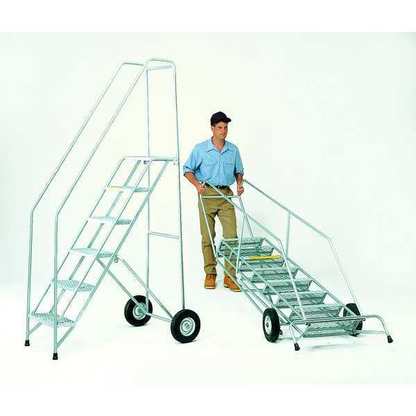 123 in H Steel Folding Rolling Ladder, 9 Steps