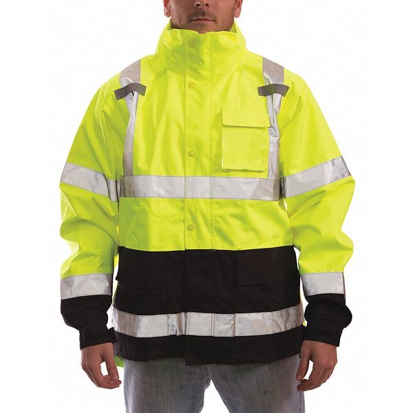 Icon Rain Jacket, Class 3, Type P, Ylw/Green, 2XL