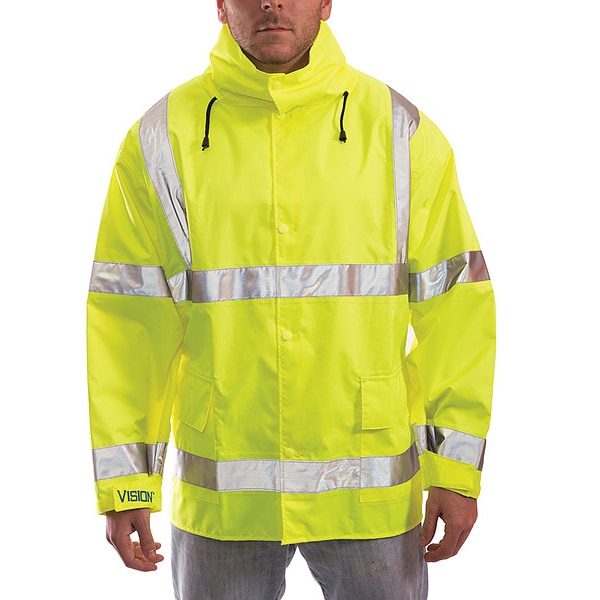 Vision Rain Jacket, Class 3, Type P, Ylw/Green, 2XL