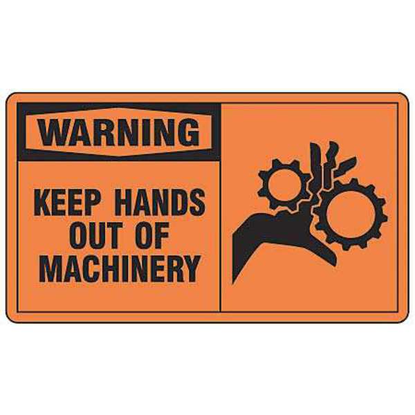 Safety Label, 3 1/2 in Height, 5 in Width, Vinyl, Horizontal Rectangle, English