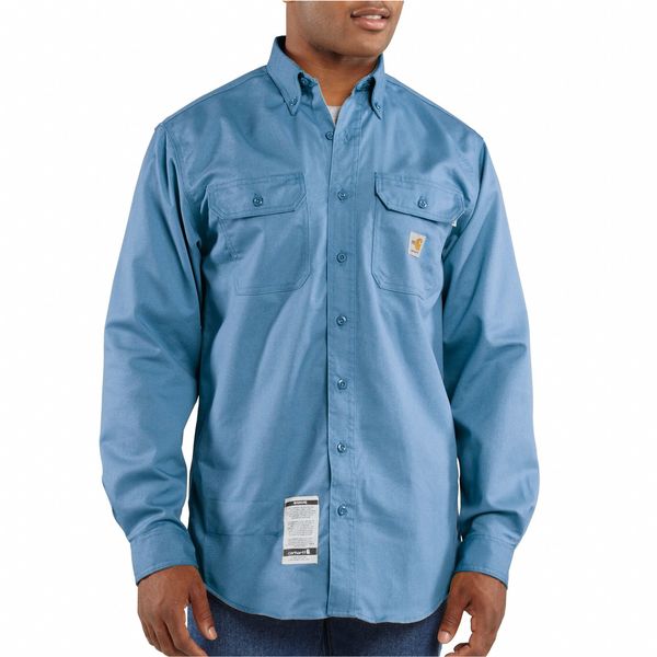 Carhartt Flame Resistant Collared Shirt, Blue, Cotton/Nylon, XL