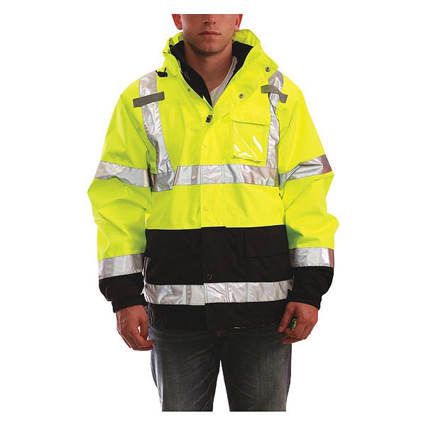 3-In-1 Jacket w/Hood, Hi-Vis Yellow/Green, 5XL