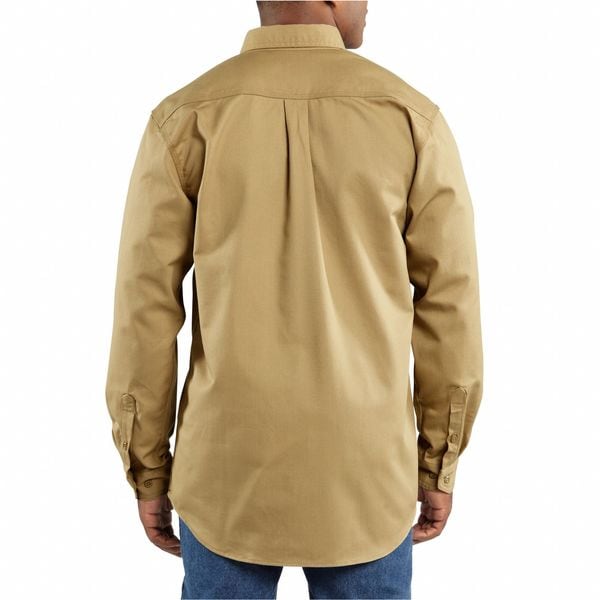 Carhartt Flame Resistant Collared Shirt, Khaki, Cotton/Nylon, M
