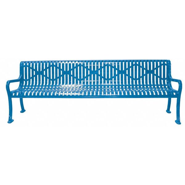 Park Bench, 72 in. L, BLU, PWDR STEEL