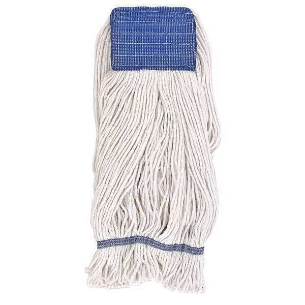 5 in String Wet Mop, 34 oz Dry Wt, Quick Change Connection, Looped-End, White, PET