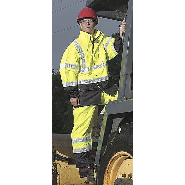 2-Piece Rainsuit with Hood, Jacket/Pant, Storm Stopper Pro, Class 3, Hi-Vis Lime, Size 2XL/3XL
