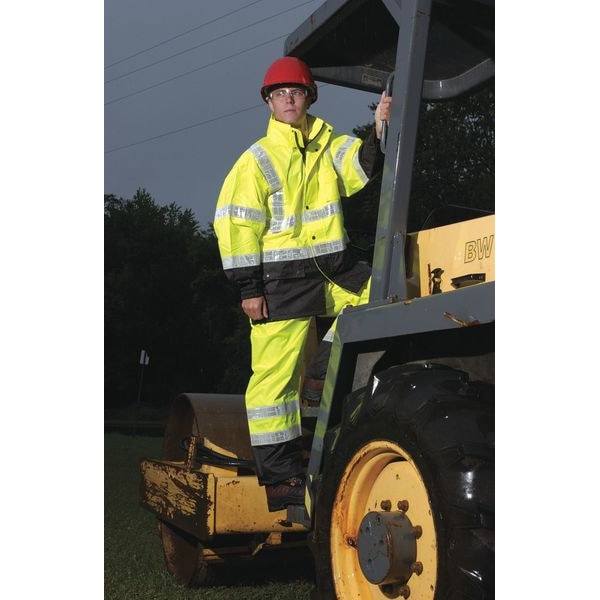 2-Piece Rainsuit with Hood, Jacket/Pant, Storm Stopper Pro, Class 3, Hi-Vis Lime, Size L/XL