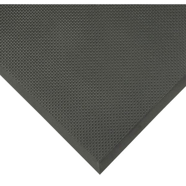 Antifatigue Runner, Black, 75 ft. L x 4 ft. W, Vinyl, Square Grid Surface Pattern, 5/8