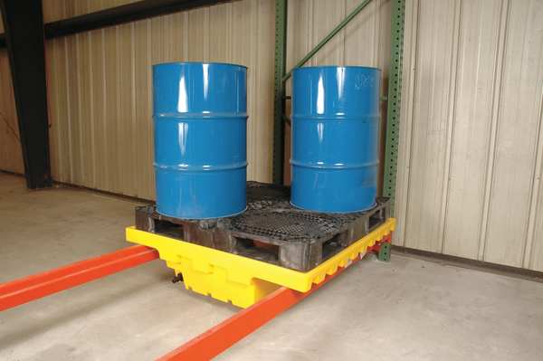 Pallet Rack Containment Sump, 66 gal Spill Capacity, 4 Drum, Determined by Pallet Racking