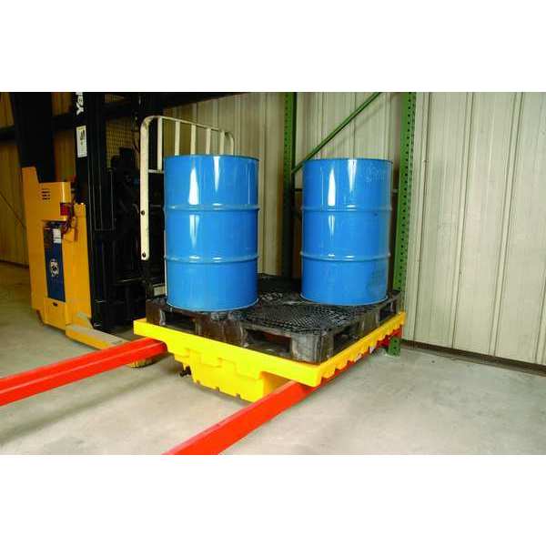 Pallet Rack Containment Sump, 66 gal Spill Capacity, 4 Drum, Determined by Pallet Racking
