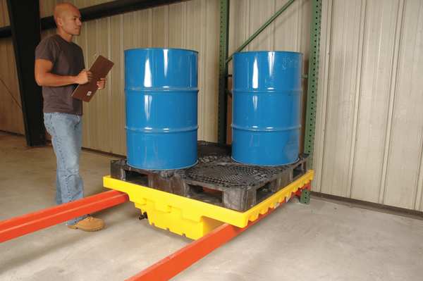 Pallet Rack Containment Sump, 66 gal Spill Capacity, 4 Drum, Determined by Pallet Racking