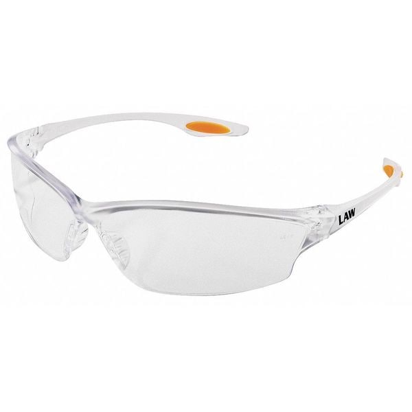Safety Glasses, Wraparound Clear Polycarbonate Lens, Scratch-Resistant