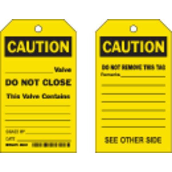 Caut Tag, 7 x 4 In, Bk/Yel, Hd Polyest, PK10
