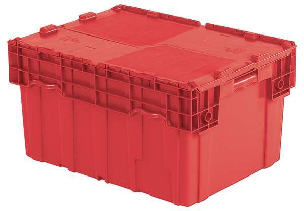 Red Attached Lid Container, Plastic