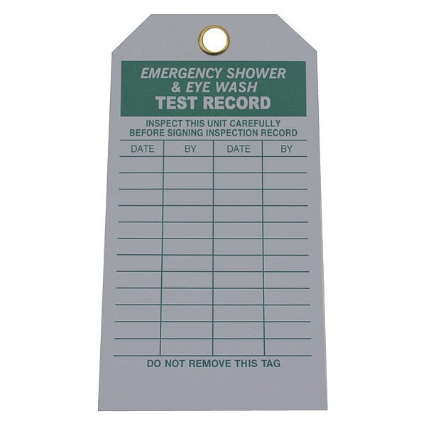 Emer Sh & Eye Wash Test Rcd Tag, PK100