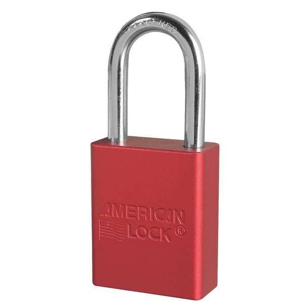 Anodized Aluminum Lockout Padlock, 1-1/2 in Wide with 1-1/2 in Tall Shackle, Red, Pack of 6