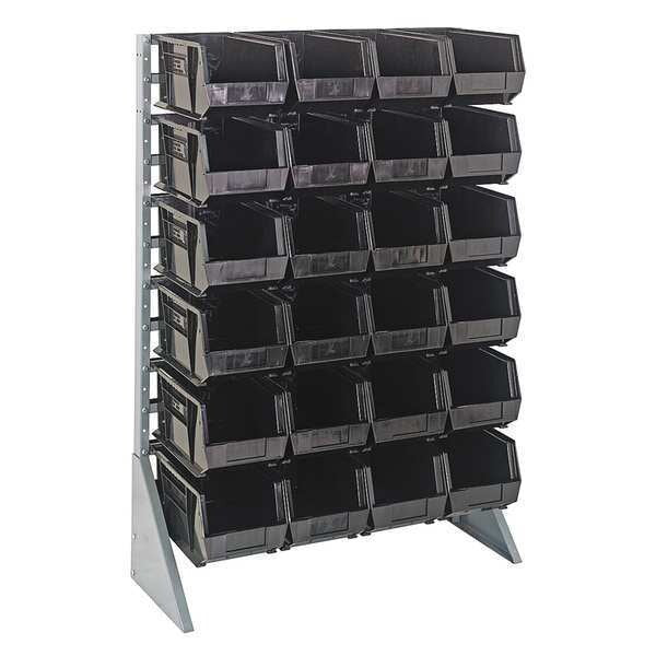 Steel Bin Rail Floor Rack, 36 in W x 15 in D x 54 in H, Black