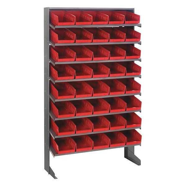 Steel Pick Rack, 36 in W x 60 in H x 12 in D, 8 Shelves, Red