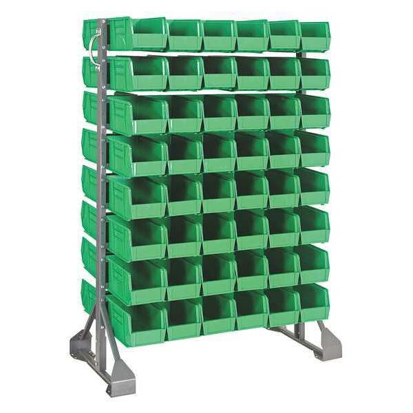 Steel Bin Rail Floor Rack, 36 in W x 20 in D x 54 in H, Green