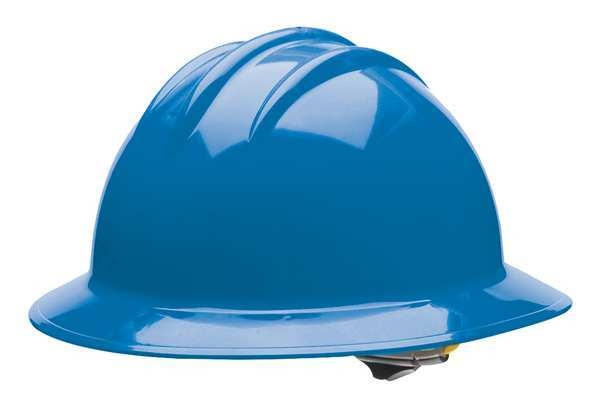 Full Brim Hard Hat, Type 1, Class E, Ratchet (6-Point), Blue