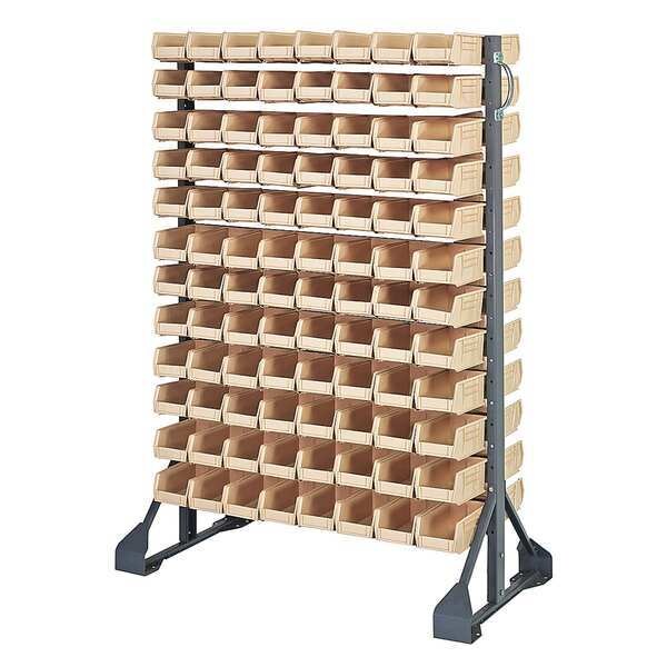 Steel Bin Rail Floor Rack, 36 in W x 20 in D x 54 in H, Ivory