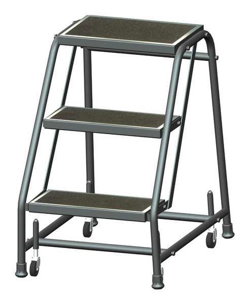 28 1/2 in H Steel Rolling Ladder, 3 Steps