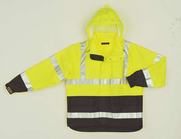 Icon Rain Jacket, Class 3, Type P, Ylw/Green, 2XL