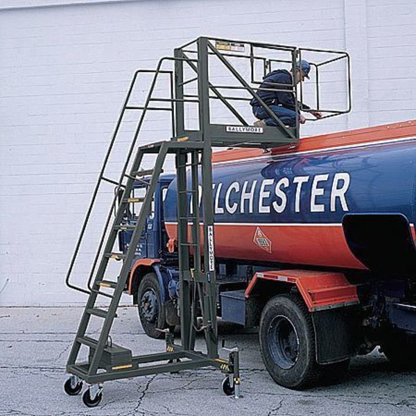155 in H Steel Cantilever Rolling Ladder, 9 Steps