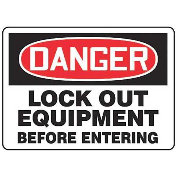 Danger Sign, 10 in H, 14 in W, Aluminum, Rectangle, English, MLKT015VA