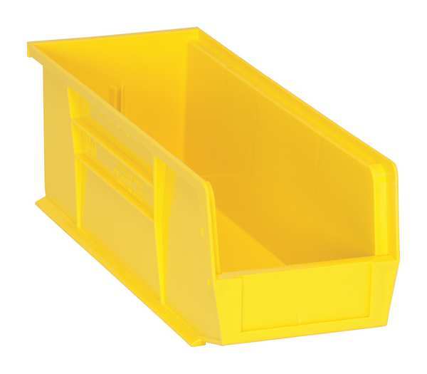 Hang & Stack Storage Bin, Yellow, Polypropylene, 14 3/4 in L x 5 1/2 in W x 5 in H