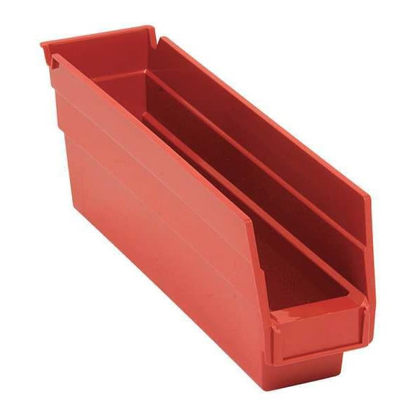 Shelf Storage Bin, Red, Polypropylene, 11 5/8 in L x 2 3/4 in W x 4 in H, 50 lb Load Capacity