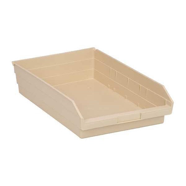 Shelf Storage Bin, Ivory, Polypropylene, 17 7/8 in L x 11 1/8 in W x 4 in H, 50 lb Load Capacity