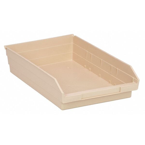 Shelf Storage Bin, Ivory, Polypropylene, 17 7/8 in L x 11 1/8 in W x 4 in H, 50 lb Load Capacity